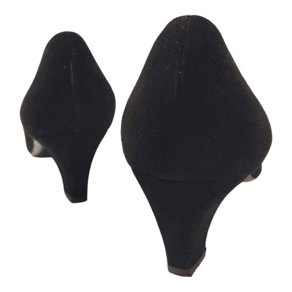 Vintage BRUNO MAGLI Shoes Womens 8.5 Black Velvet Pumps Bow Casual Formal A4729 - Picture 6 of 14